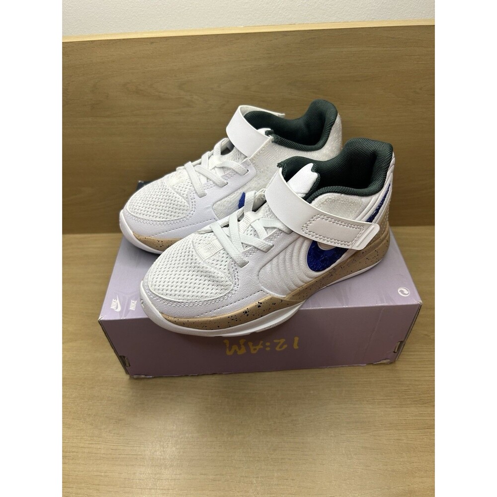 Nike Ja 2 In The Woods. Little Kids Shoes Size 12c White/Hemp/Vintage Green/Blue - Picture 7 of 15